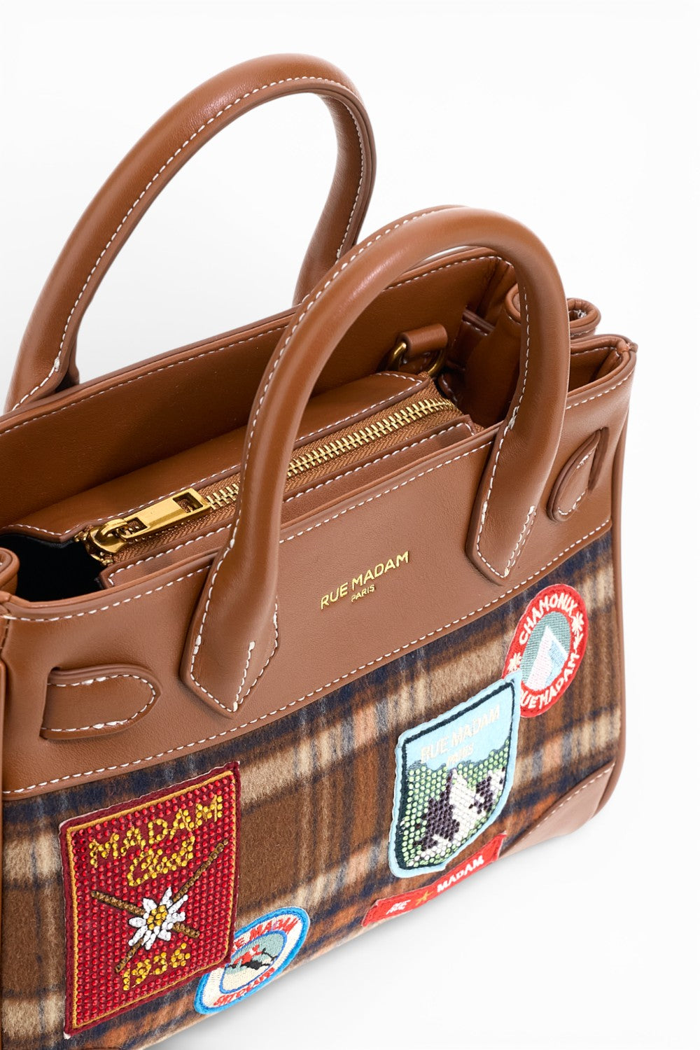 RUE MADAM borsa mini tote Chamonix tartan orange 