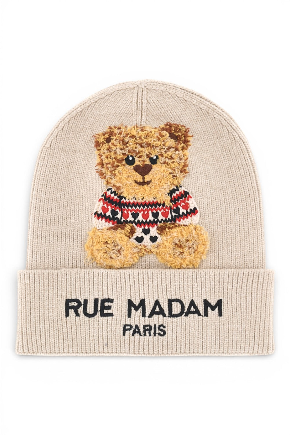 RUE MADAM Marvin love beanie cuffia beige 