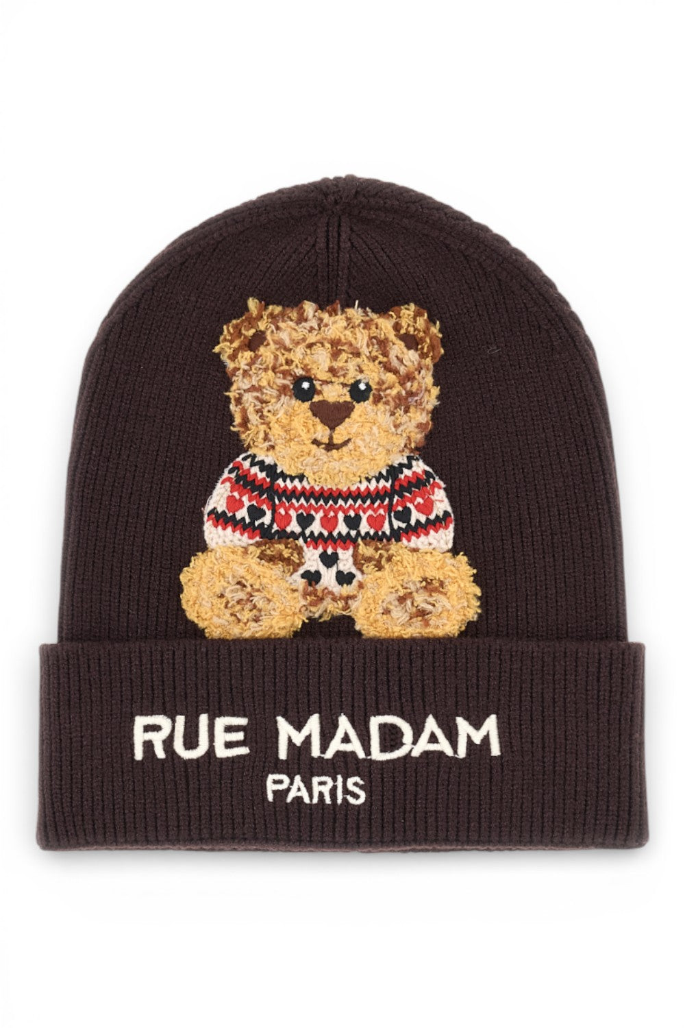 RUE MADAM Marvin love beanie cuffia brown 