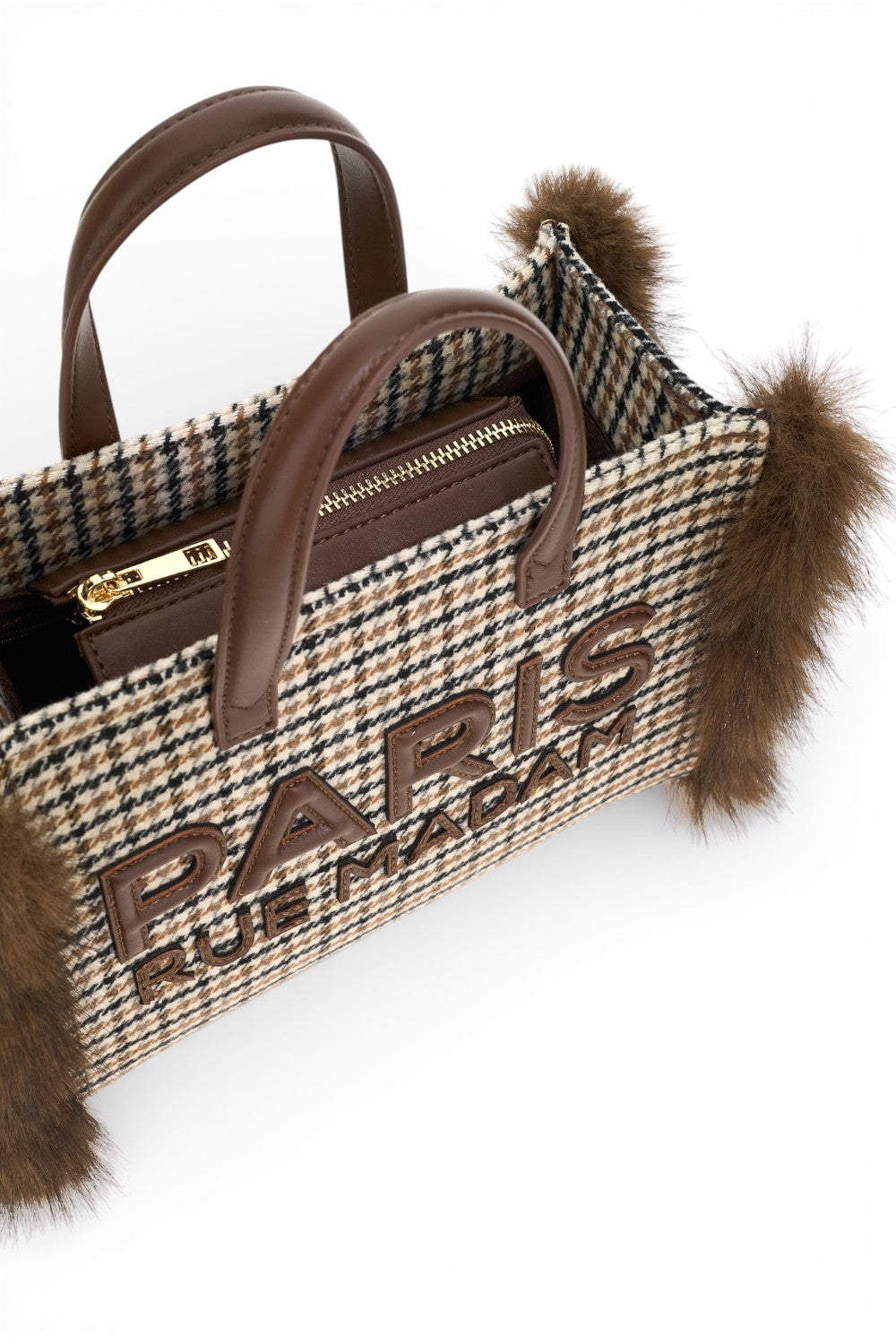 RUE MADAM borsa mini tote Megeve pied de poule piccola 