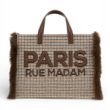 RUE MADAM borsa tote Megeve pied de poule grande<BR/> 