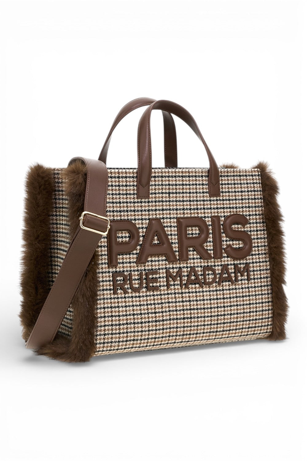 RUE MADAM borsa tote Megeve pied de poule grande<BR/> 