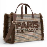 RUE MADAM borsa tote Megeve pied de poule grande<BR/> 