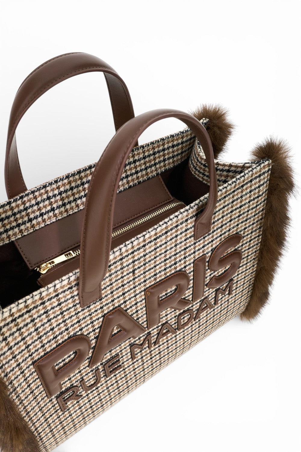 RUE MADAM borsa tote Megeve pied de poule grande<BR/> 