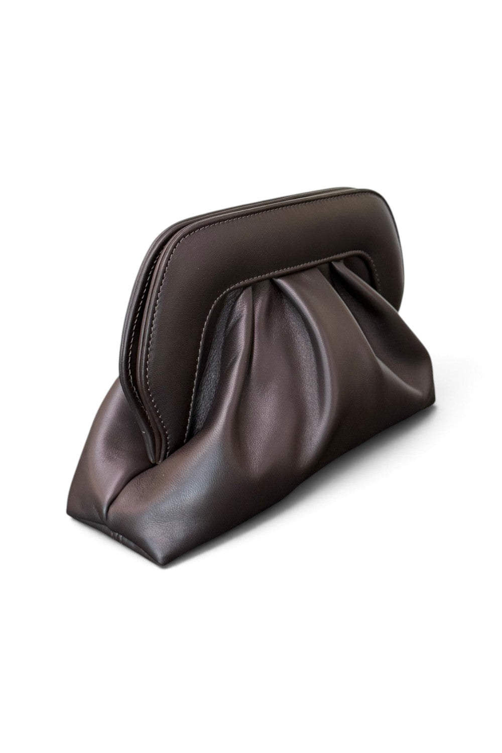 Pochette arricciata pelle moro Scarlett 