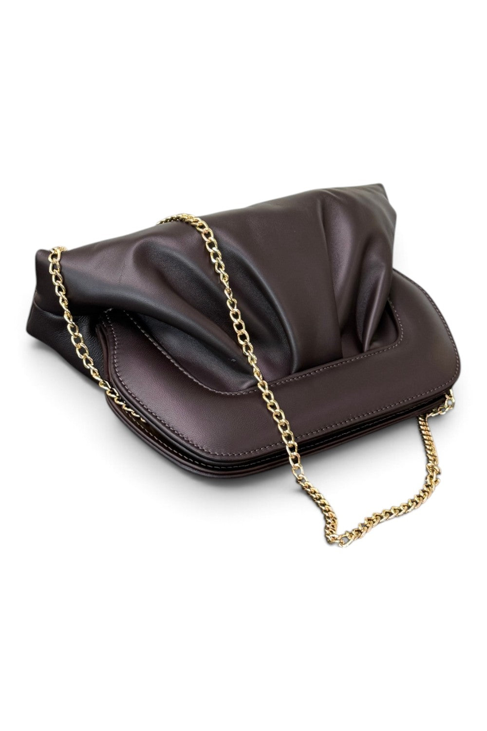 Pochette arricciata pelle moro Scarlett 