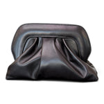 Pochette arricciata pelle nera Scarlett 