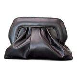 Pochette arricciata pelle nera Scarlett 