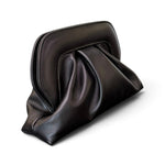 Pochette arricciata pelle nera Scarlett 