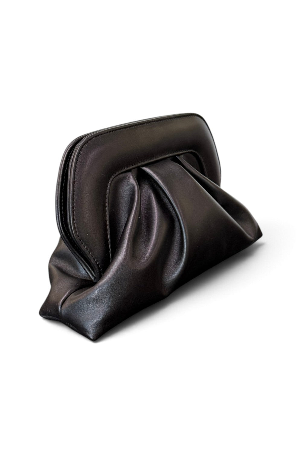 Pochette arricciata pelle nera Scarlett 