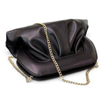 Pochette arricciata pelle nera Scarlett 