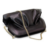 Pochette arricciata pelle nera Scarlett 