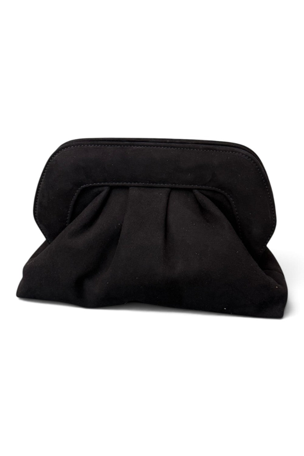 Pochette arricciata camoscio nero Scarlett 