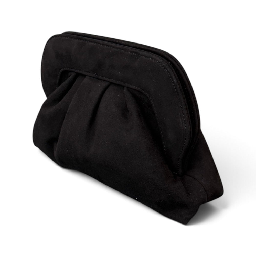 Pochette arricciata camoscio nero Scarlett 