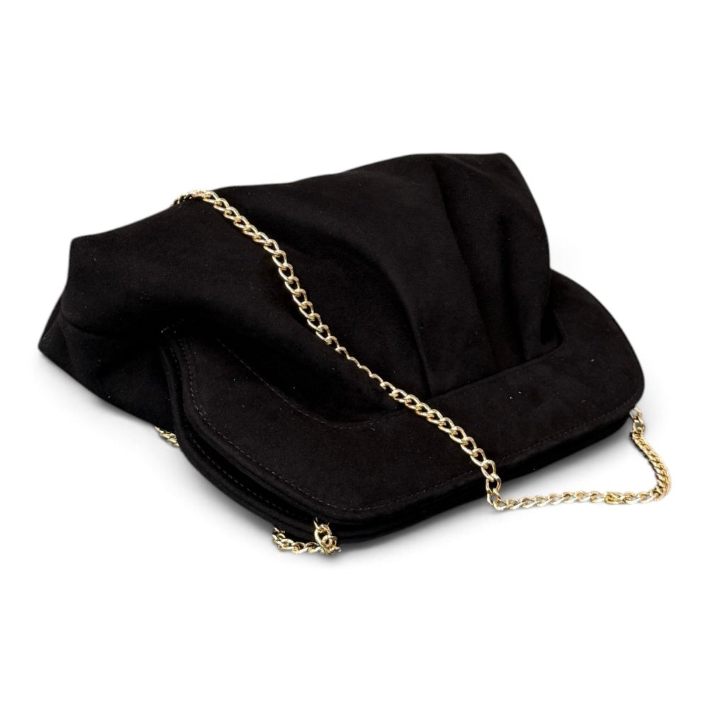Pochette arricciata camoscio nero Scarlett 