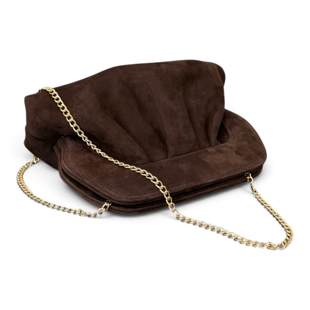 Pochette arricciata camoscio moro Scarlett 