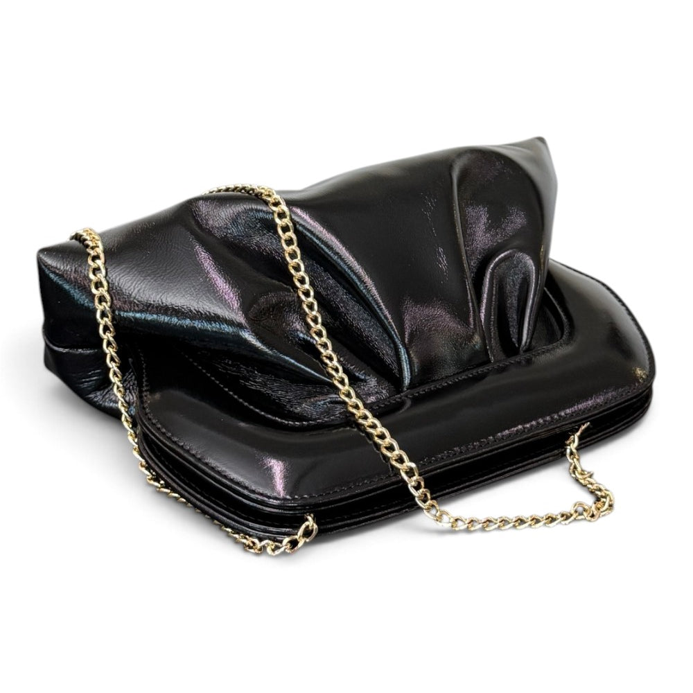 Pochette arricciata verlux nero Scarlett 
