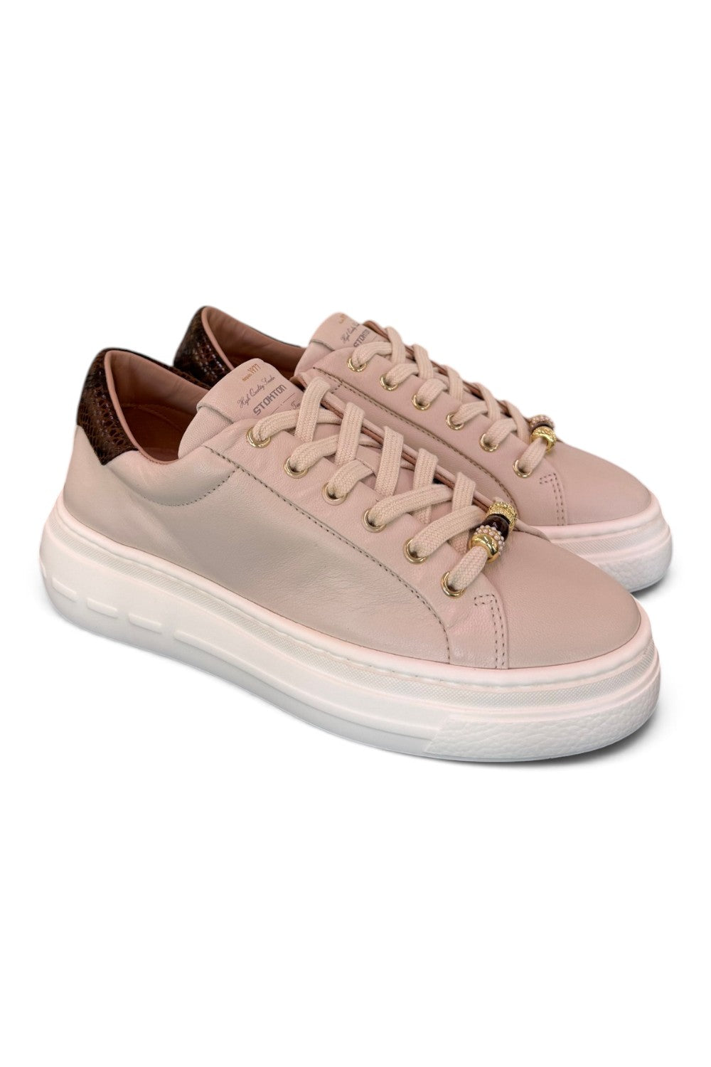 Sneaker donna Stokton pelle latte 