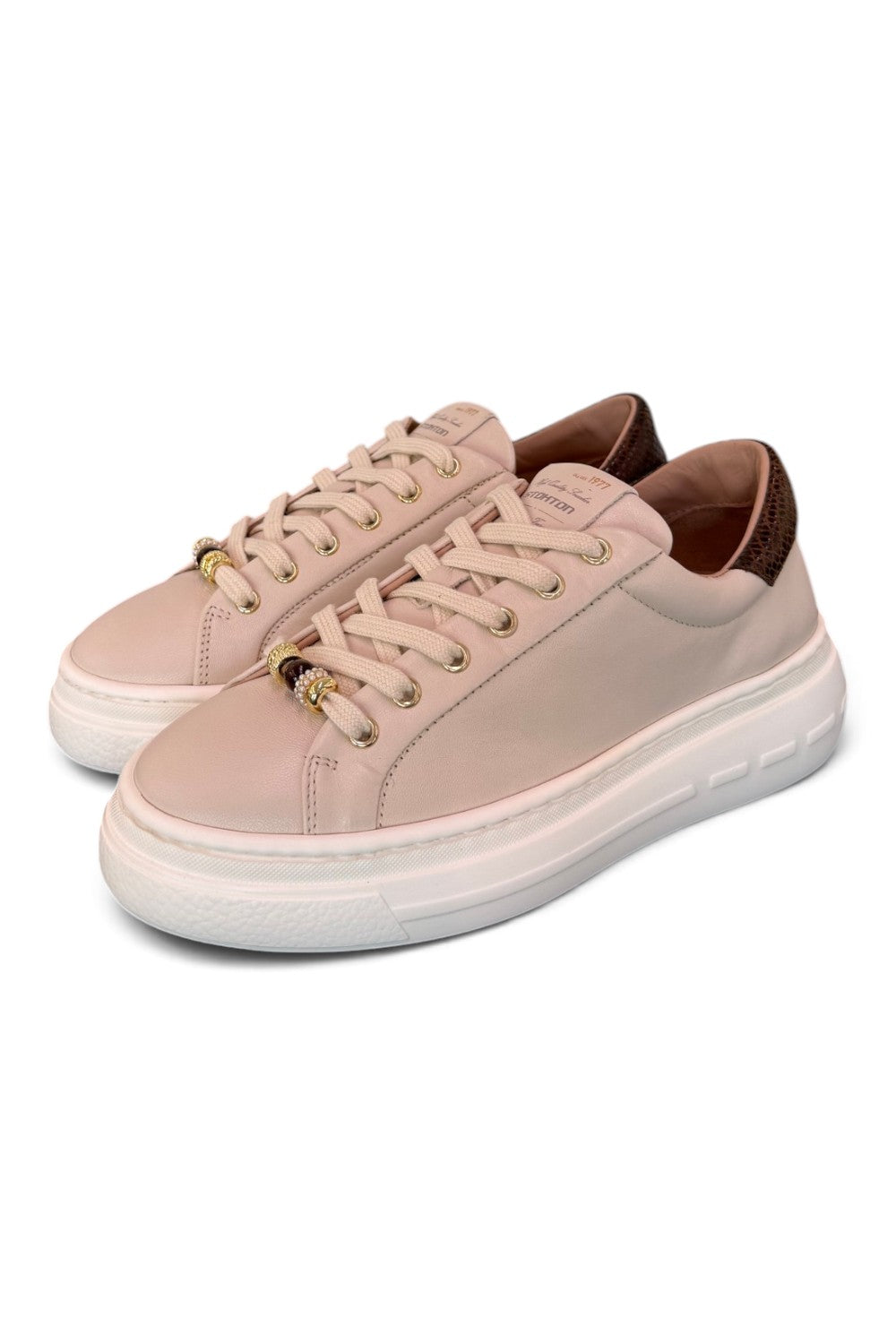 Sneaker donna Stokton pelle latte 