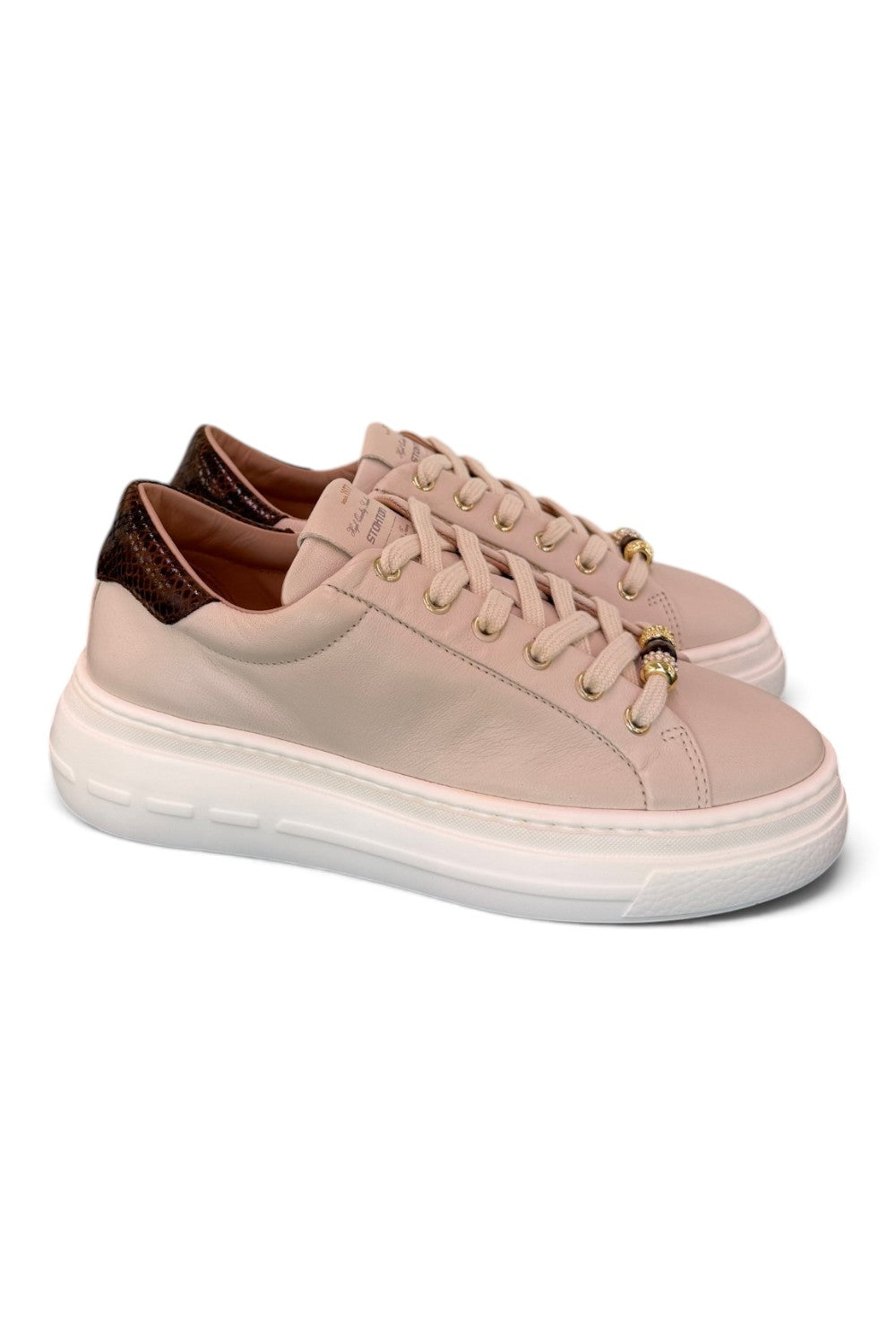 Sneaker donna Stokton pelle latte 