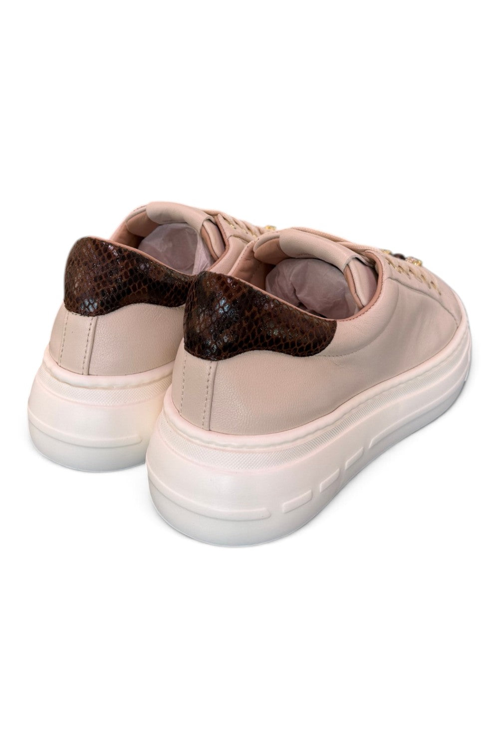 Sneaker donna Stokton pelle latte 