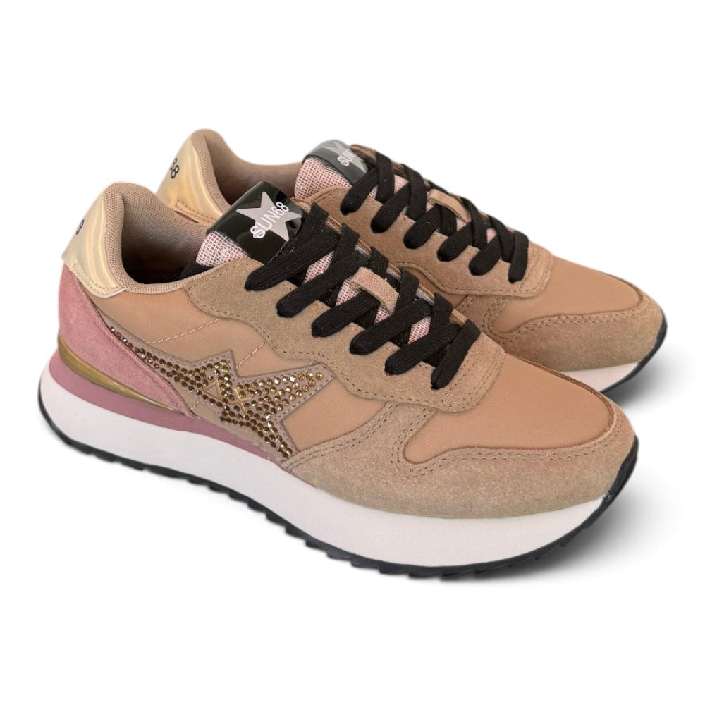 Sneaker donna Sun68 Stargirl strass beige 