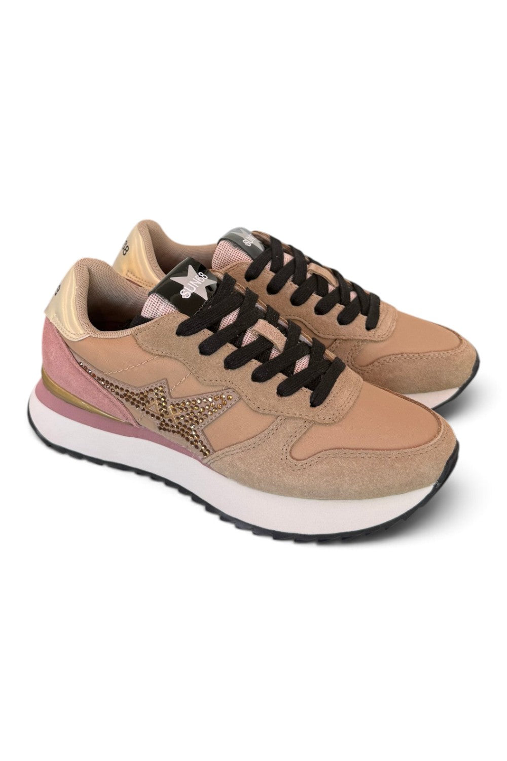 Sneaker donna Sun68 Stargirl strass beige 
