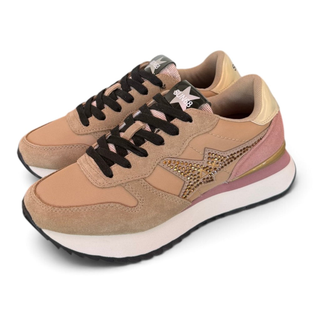 Sneaker donna Sun68 Stargirl strass beige 