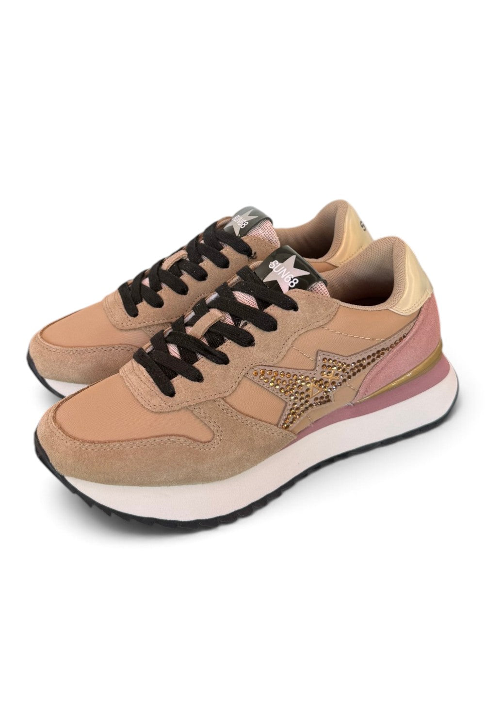 Sneaker donna Sun68 Stargirl strass beige 