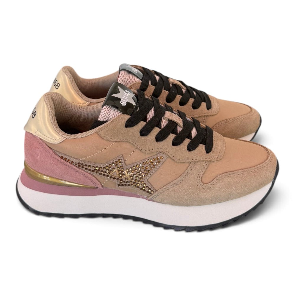 Sneaker donna Sun68 Stargirl strass beige 