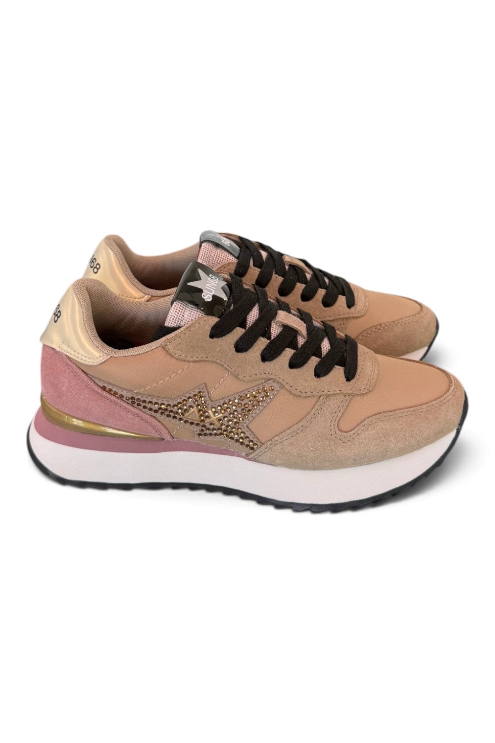 Sneaker donna Sun68 Stargirl strass beige 