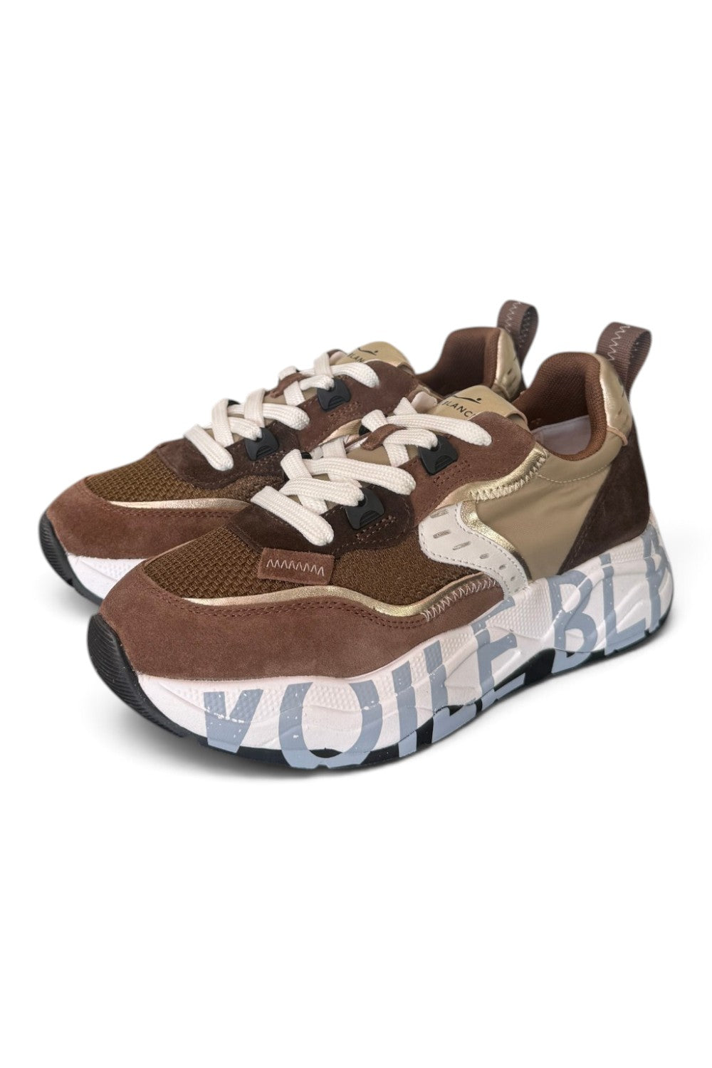 Sneaker Voile Blanche donna Club105 marrone beige oro 