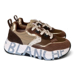 Sneaker Voile Blanche donna Club105 marrone beige oro 