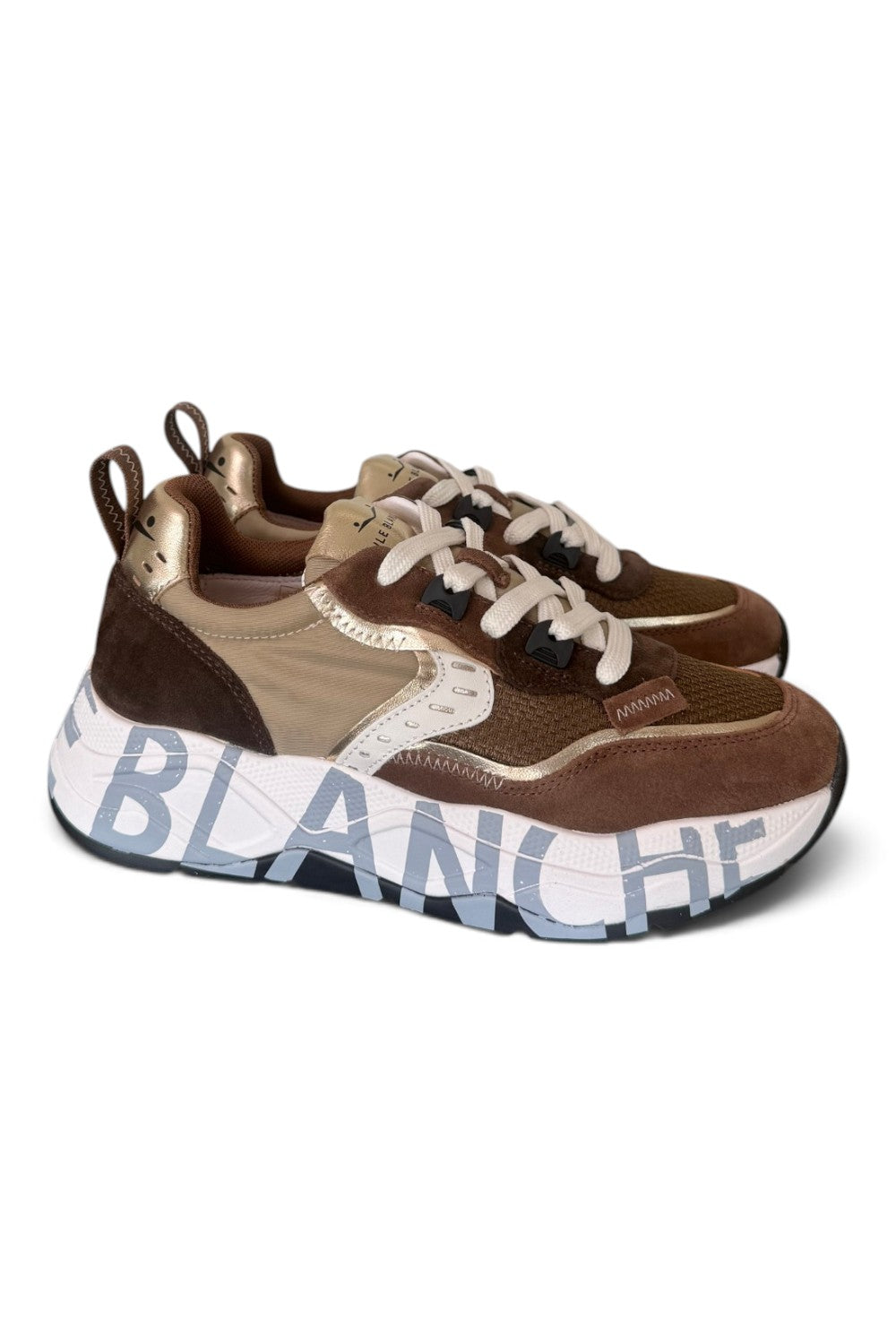 Sneaker Voile Blanche donna Club105 marrone beige oro 