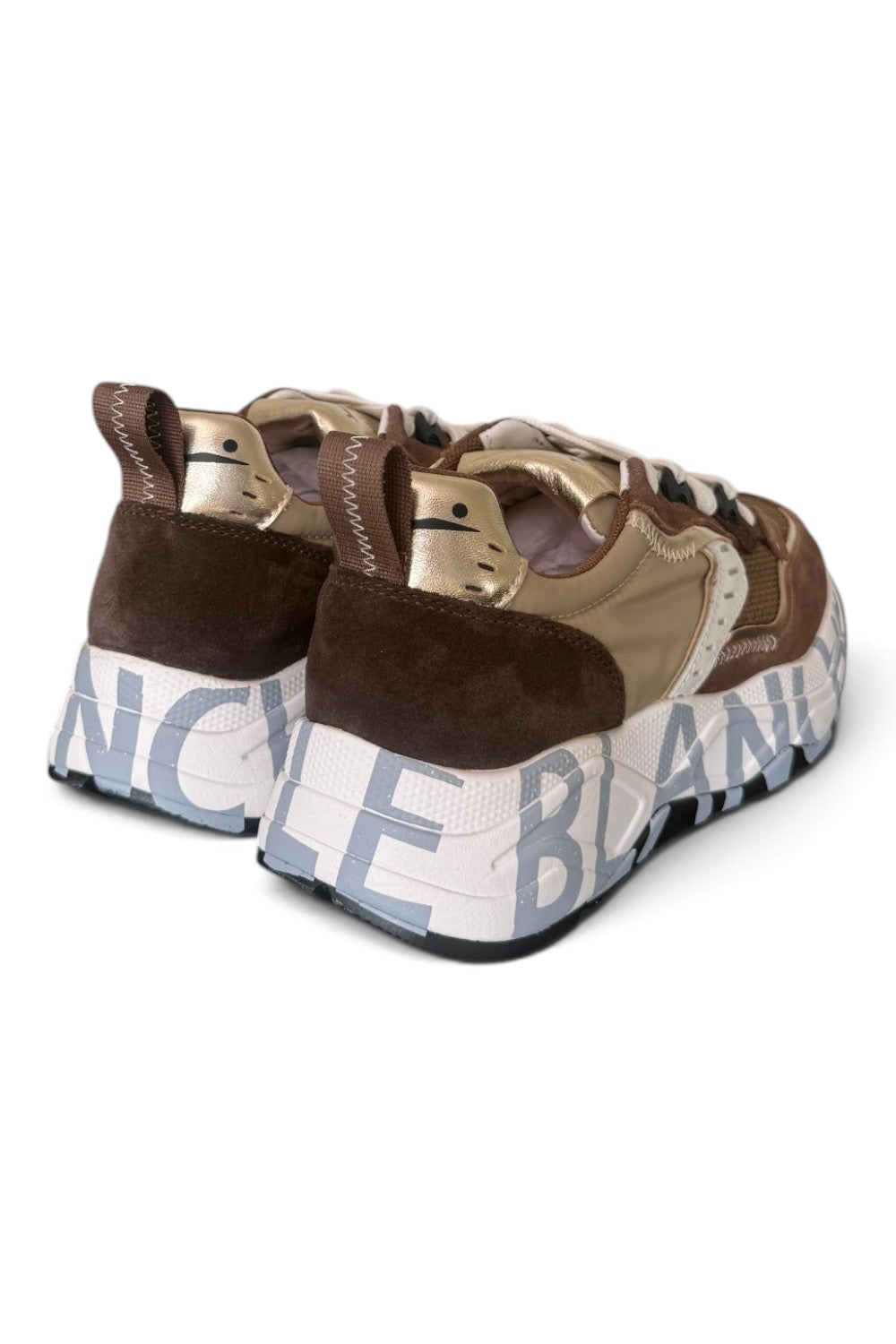 Sneaker Voile Blanche donna Club105 marrone beige oro 