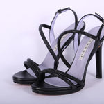 Sandalo plateau strass nero tacco 10 Albano<BR/> 