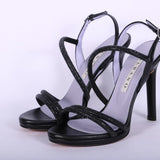 Sandalo plateau strass nero tacco 10 Albano<BR/> 