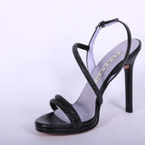 Sandalo plateau strass nero tacco 10 Albano<BR/> 