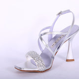 Sandalo incrocio strass argento Albano 