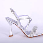 Sandalo incrocio strass argento Albano 
