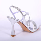 Sandalo incrocio strass argento Albano 