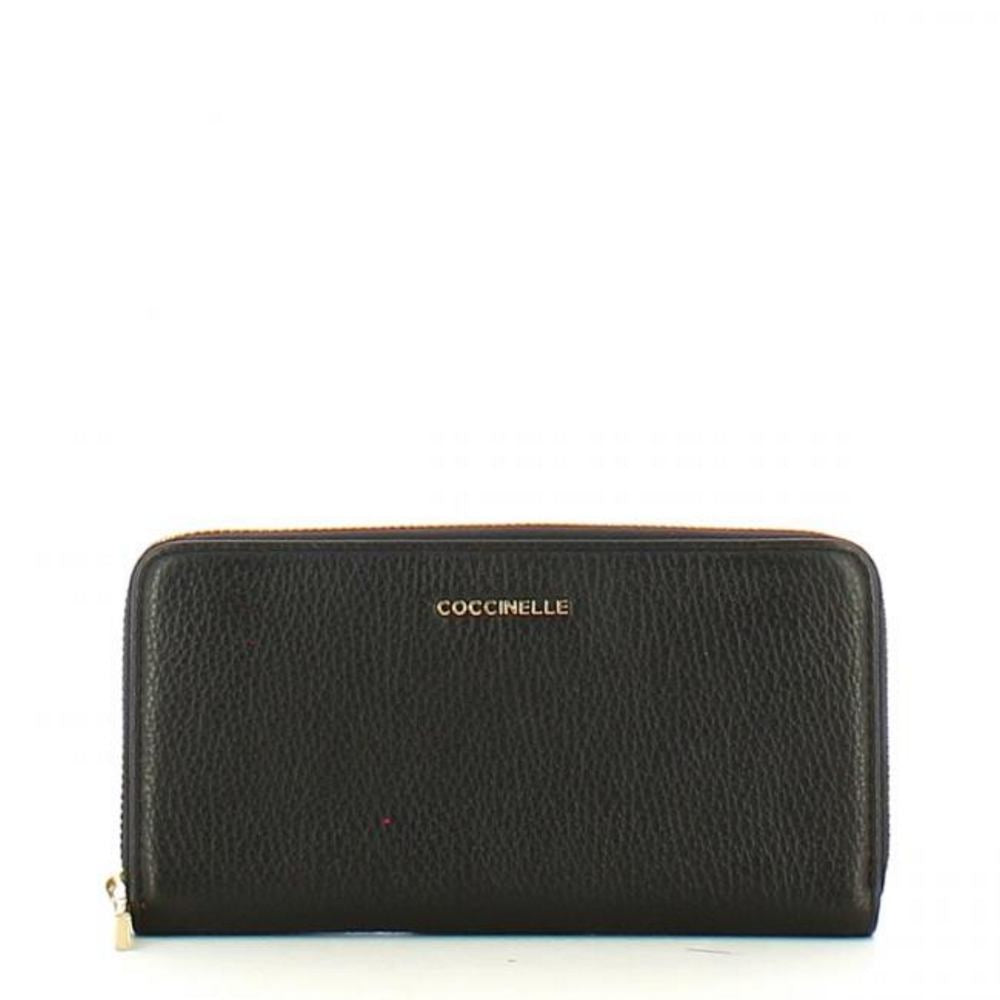 Portafoglio Metallic Soft Zip Around Black<BR/> 