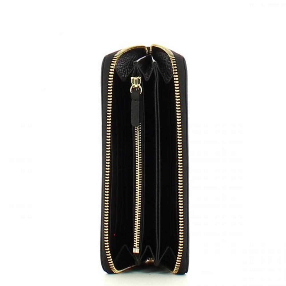 Portafoglio Metallic Soft Zip Around Black<BR/> 