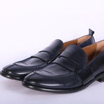 Mocassino cucitura pelle blu MRT<BR/> 