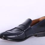 Mocassino cucitura pelle blu MRT<BR/> 