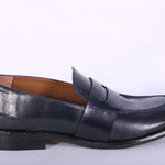 Mocassino cucitura pelle blu MRT<BR/> 