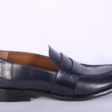 Mocassino cucitura pelle blu MRT<BR/> 