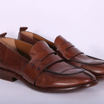 Mocassino cucitura pelle marrone Martire<BR/> 