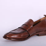 Mocassino cucitura pelle marrone Martire<BR/> 