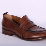 Mocassino cucitura pelle marrone Martire<BR/> 